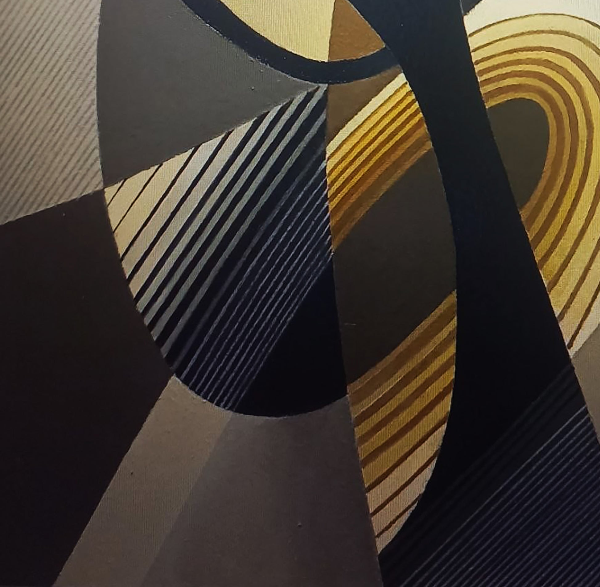 Oil painting Sign Alexander Strashevich: abstract geometric black, gold, gray stripes