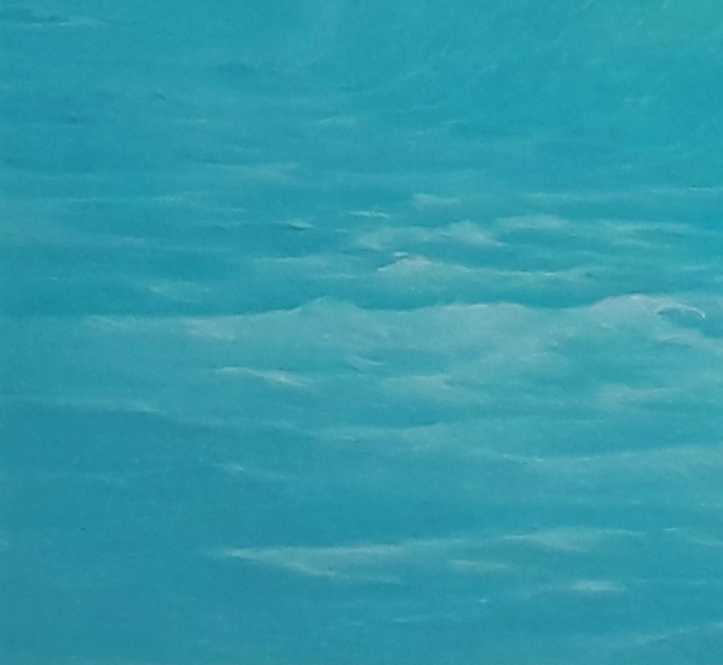 Serene turquoise sea waves with wispy clouds oil painting by Vasily Korkishko