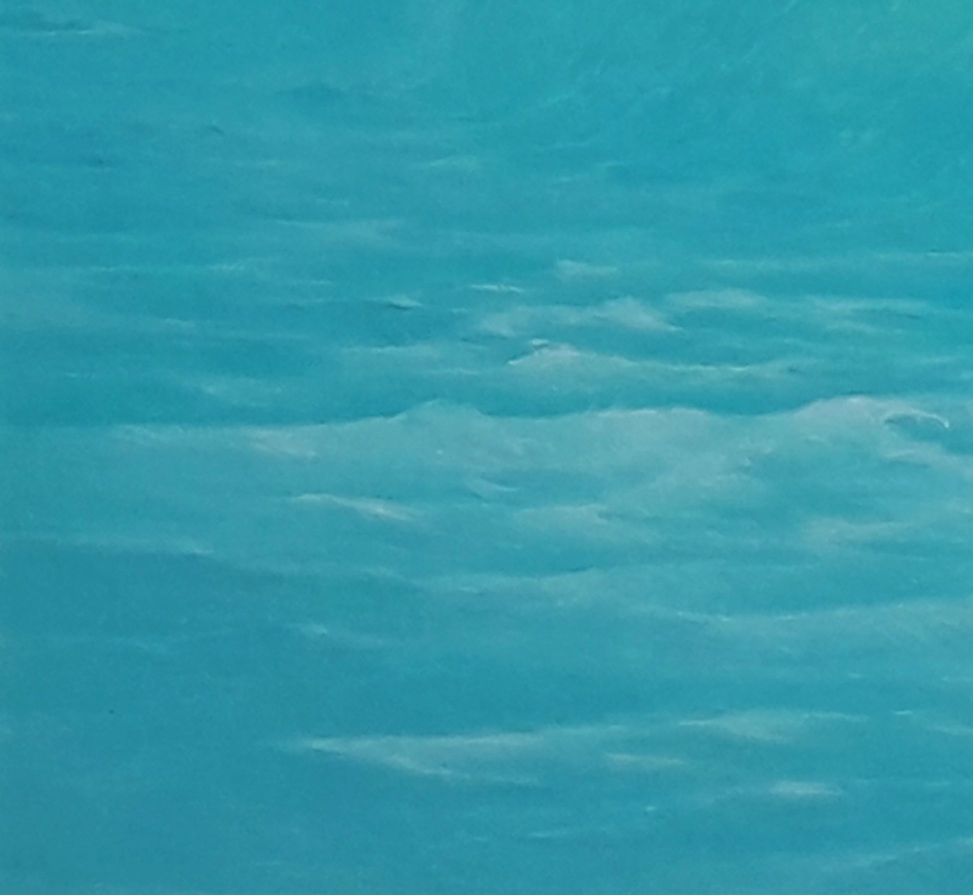 Serene turquoise sea waves with wispy clouds oil painting by Vasily Korkishko