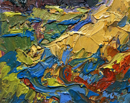 Oil painting The young moon by Oksana Ivanyuk vibrant abstract textured art