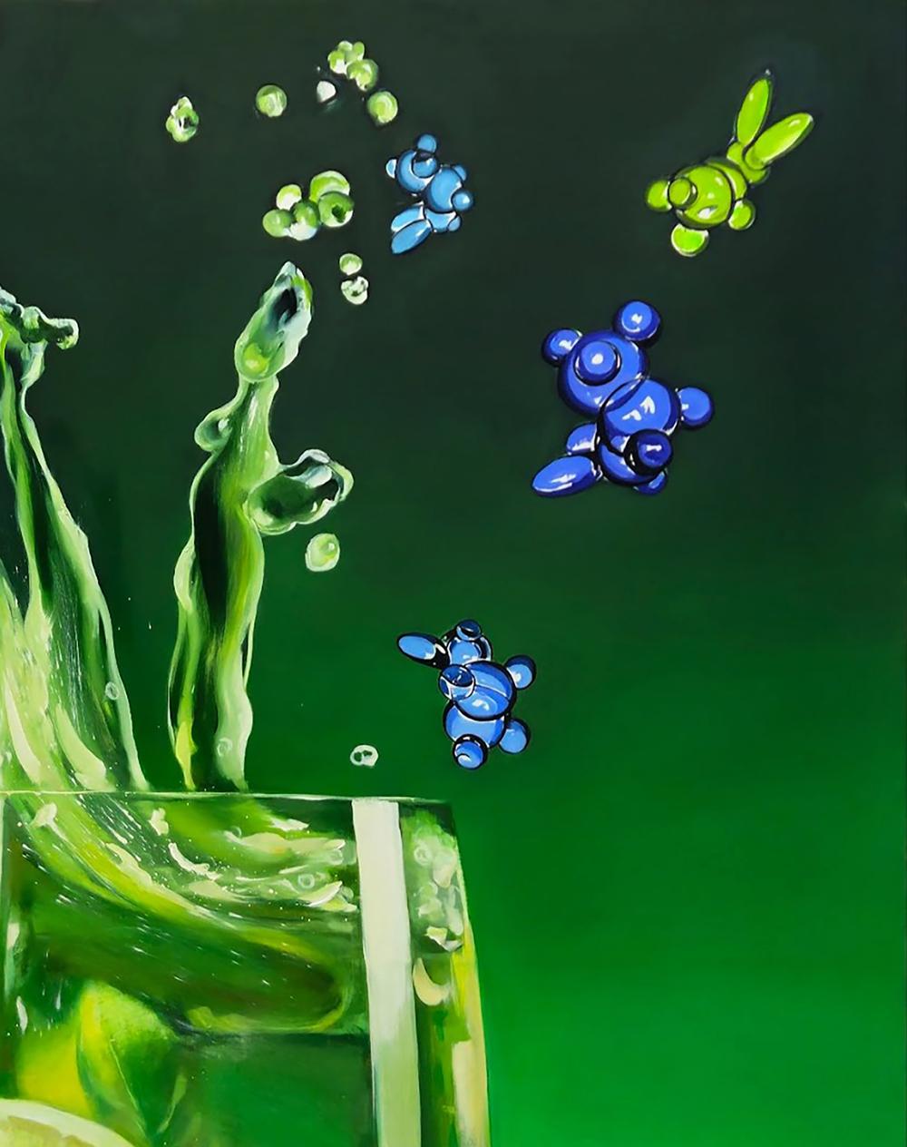 Oil painting The sour taste of lime by Igor Konovalov with green splash
