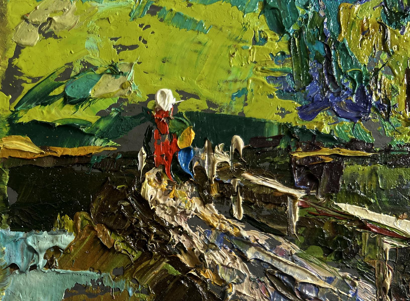 Oil painting On the spring river by Oleksiy Ivanyuk vibrant landscape