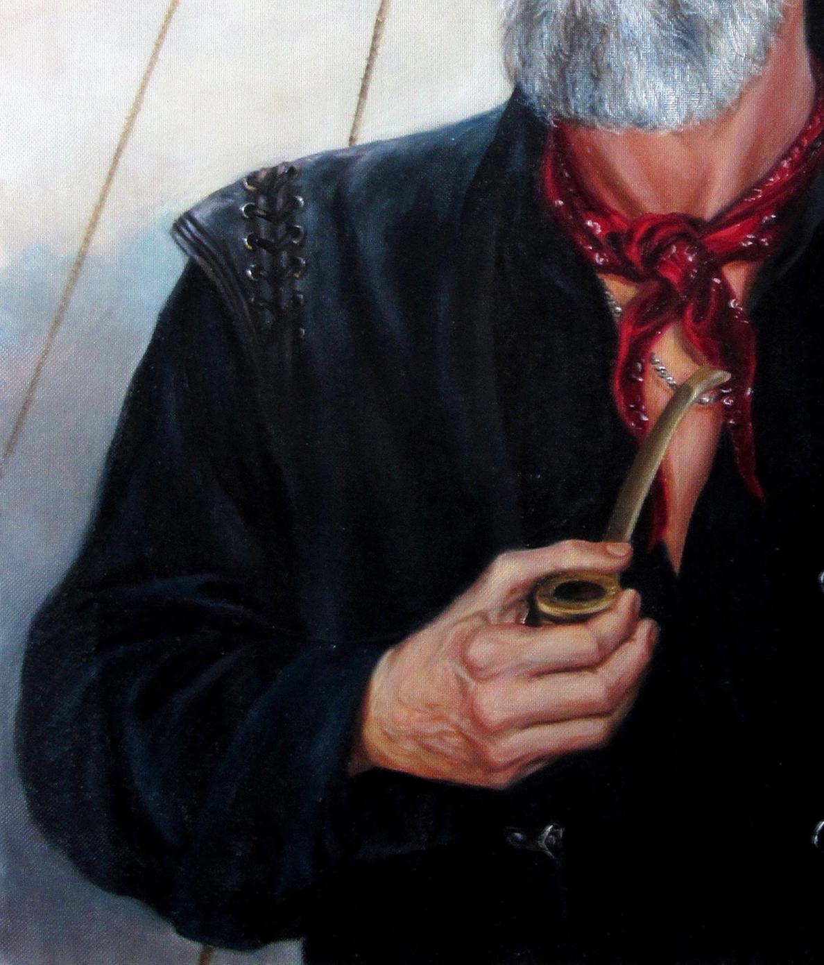 Brass pipe with curved stem in Sea Wolf Valeriy Bulat oil painting