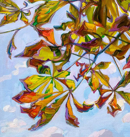 Vibrant oil painting Autumn kaleidoscope by Leonid Pavlenko, autumn leaves