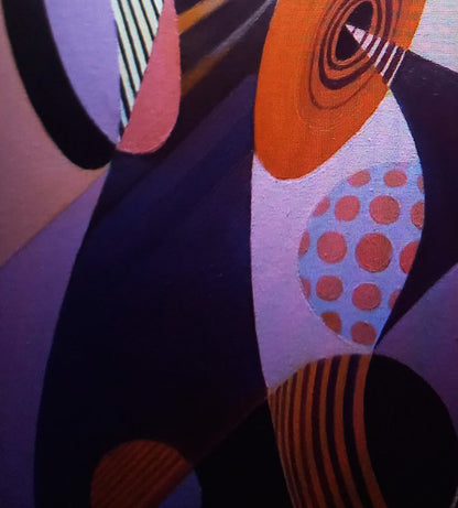 Oil painting Ovals by Alexander Strashevich with orange geometric shapes