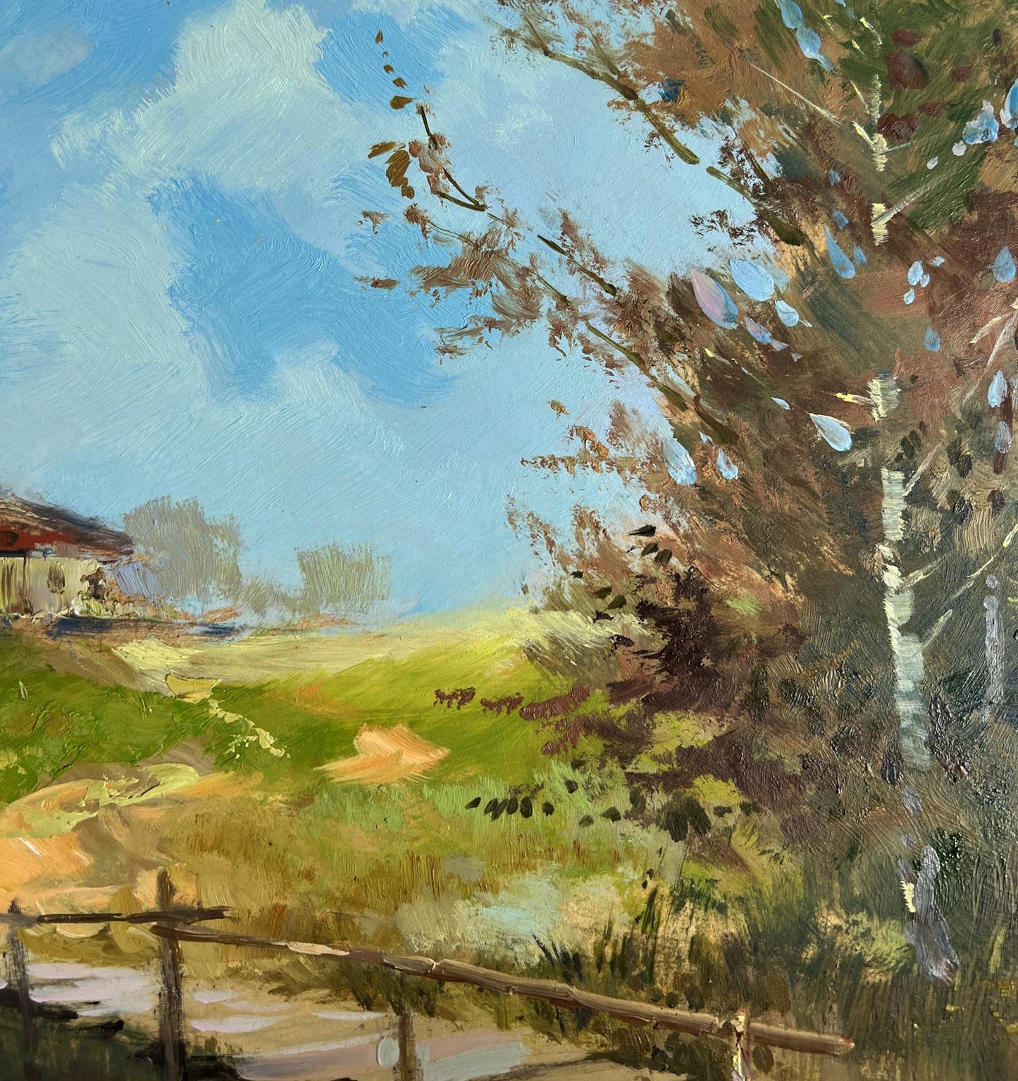 Vibrant impressionist oil painting The Road Leading Home by Yuriy Suprunchuk