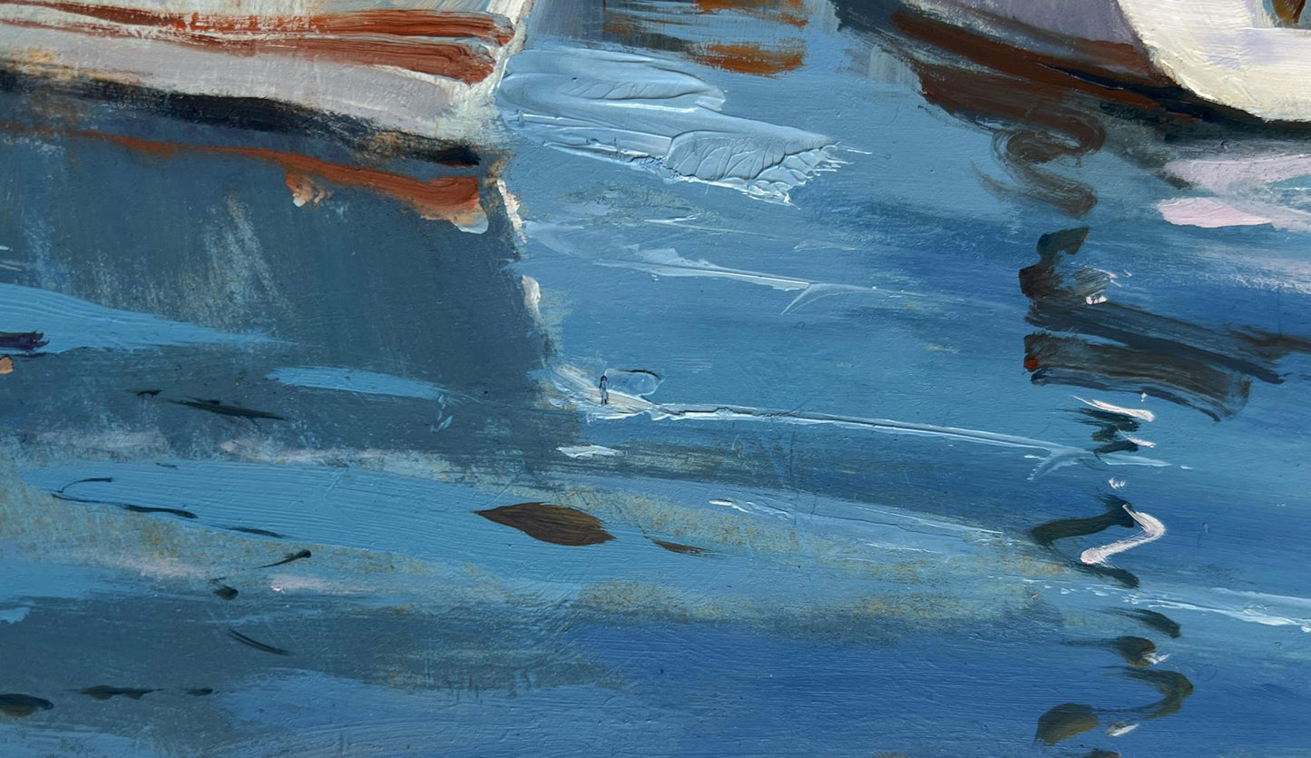 Impressionistic oil painting of Summer Yacht Club by Yuriy Suprunchuk