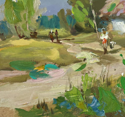 Impasto landscape oil painting Memories near the house by Yuriy Suprunchuk