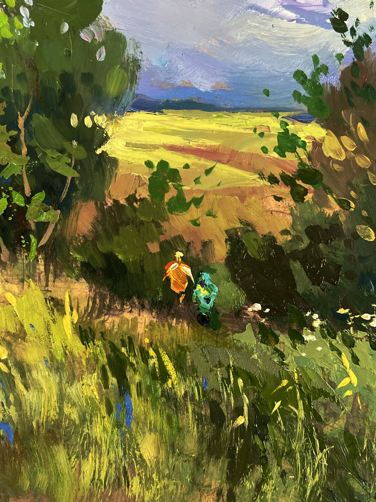 Vibrant impressionist oil painting A walk through cloudy nature by Yuriy Suprunchuk