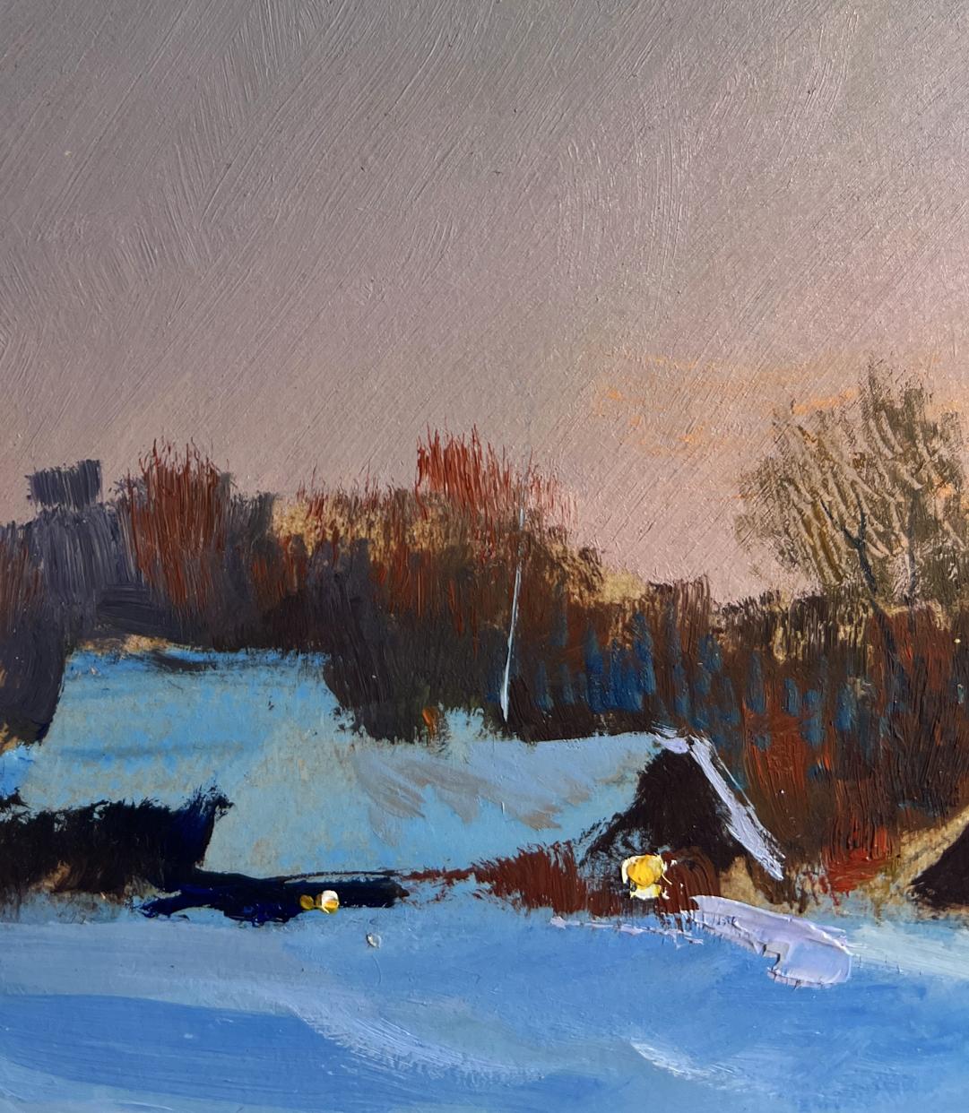 Oil painting A quiet evening in the snowy glow by Yuriy Suprunchuk