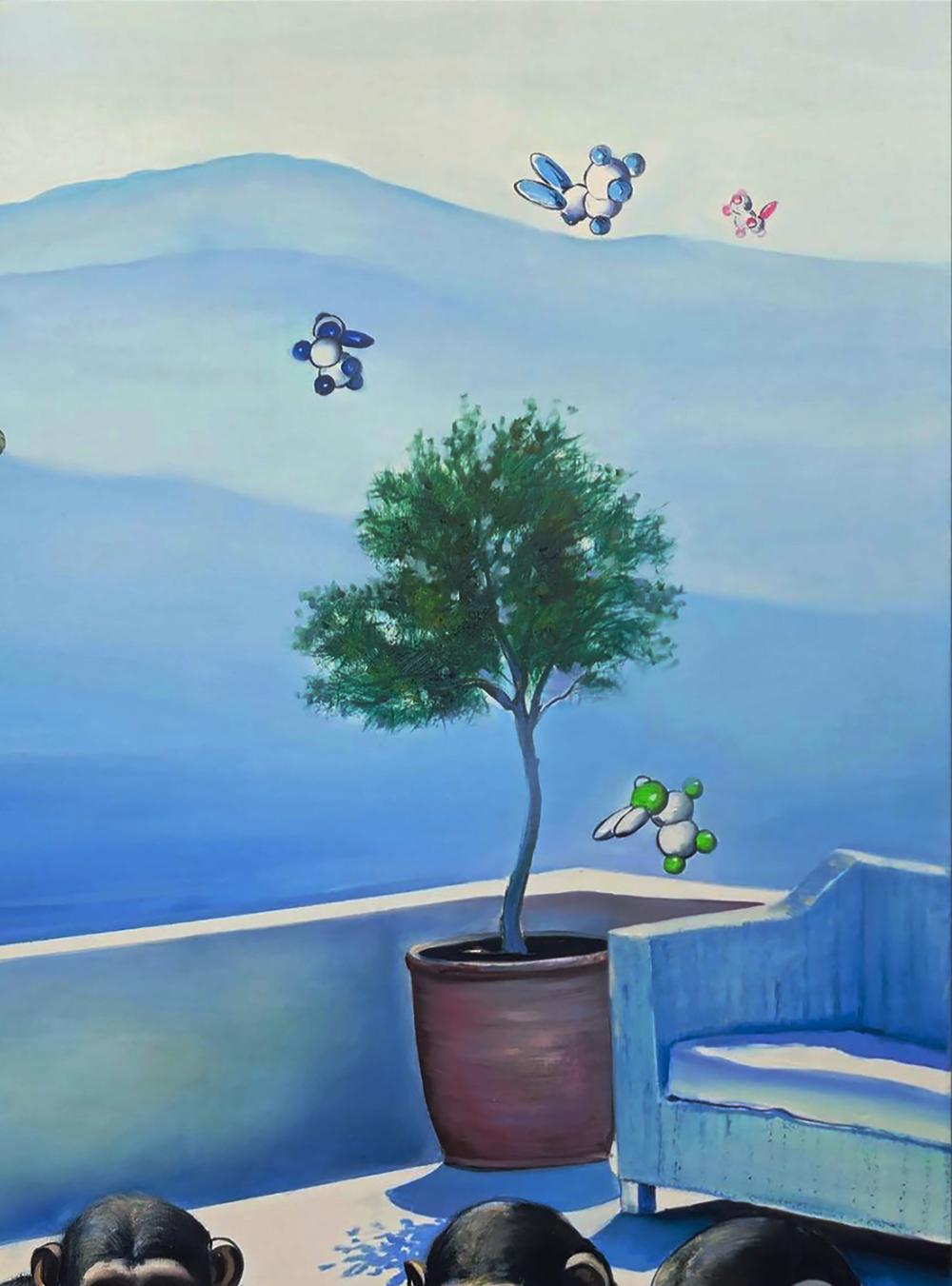 Oil painting of lush potted tree in terracotta pot by Igor Konovalov