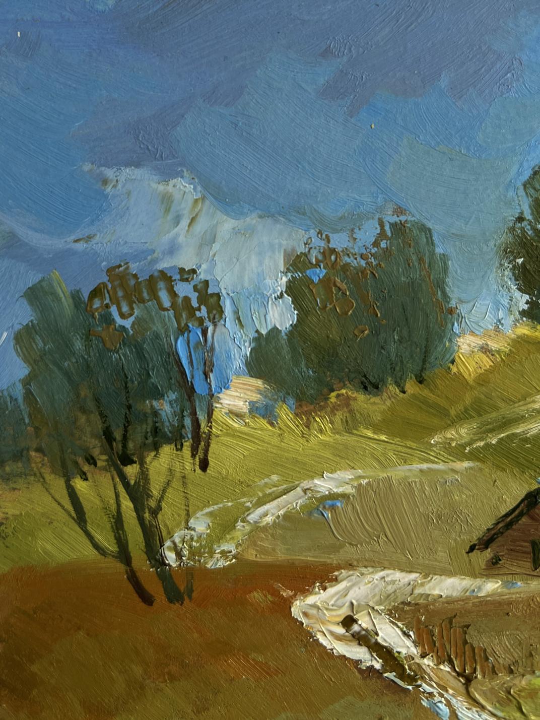 Impressionistic oil painting Path along the village by Yuriy Suprunchuk
