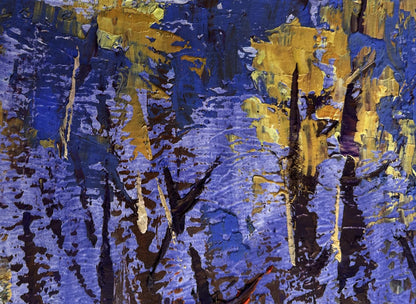 Abstract expressionist oil painting Home on a winter evening by Oleksiy Ivanyuk