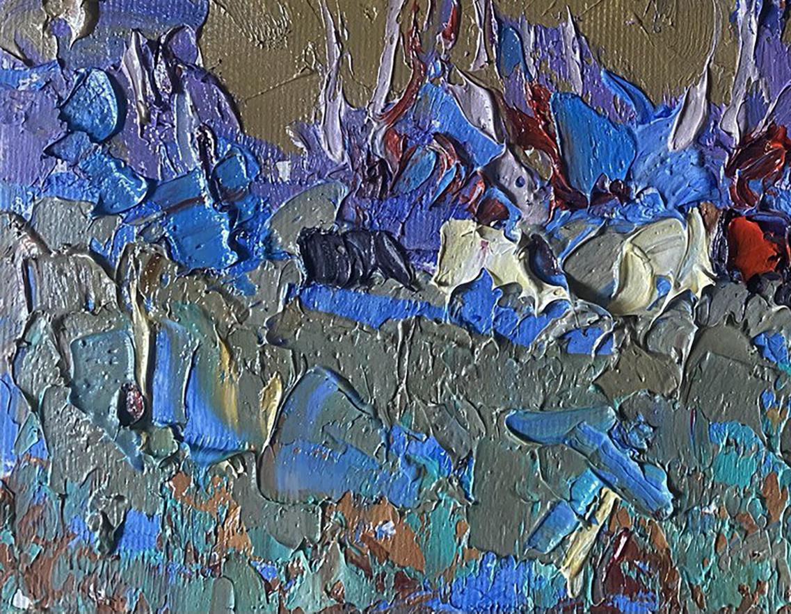 Oil painting They are grazing in the field by Oleksiy Ivanyuk impasto canvas