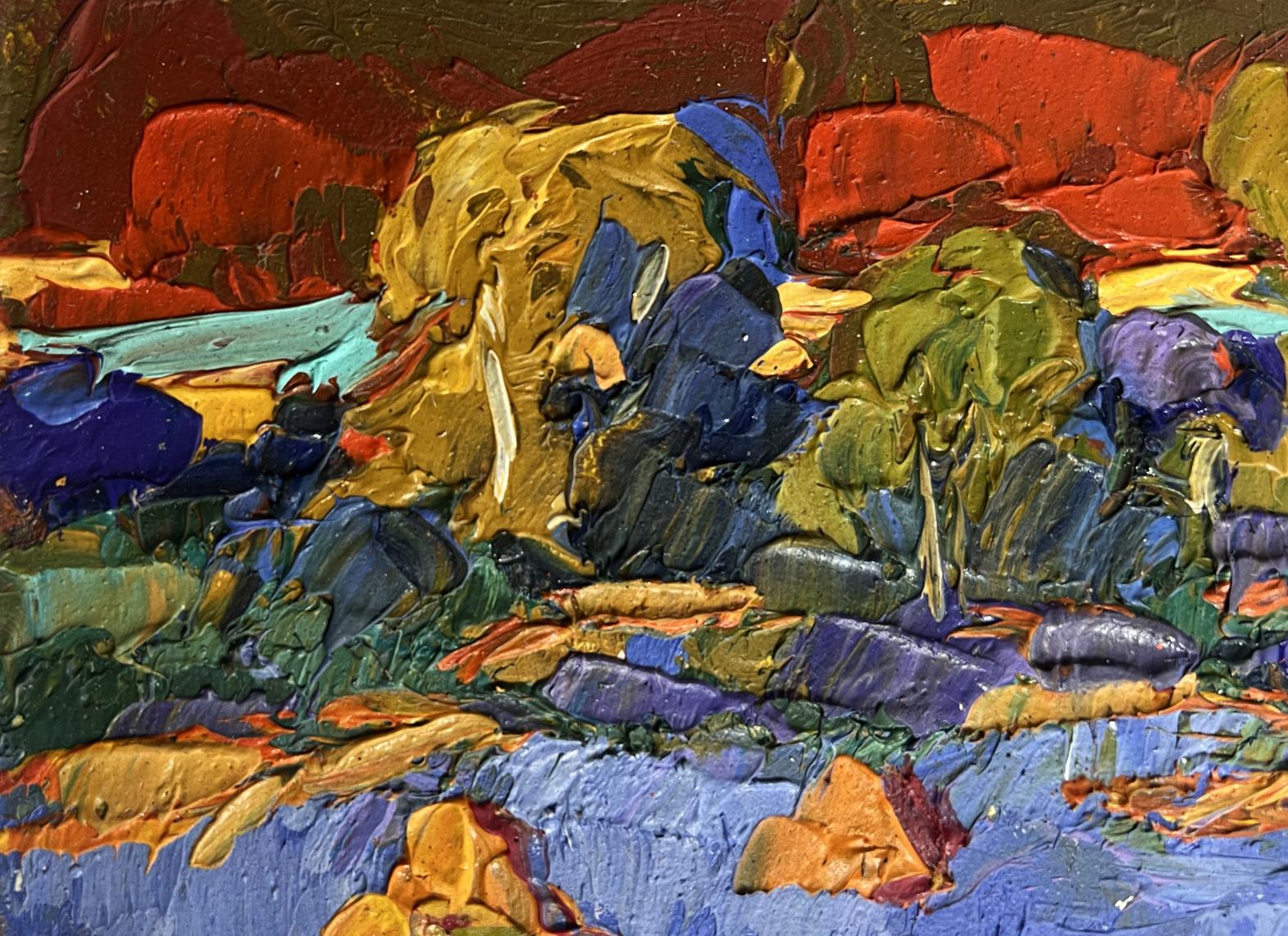 Oil painting Warm crimson evening by Oleksiy Ivanyuk vibrant textured artwork