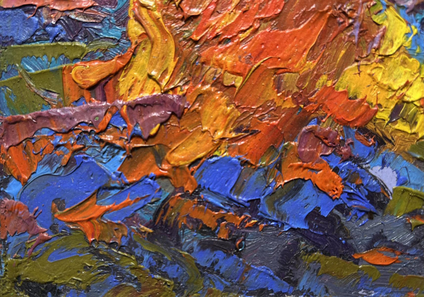 Oil painting Moonlit night in the field by Oleksiy Ivanyuk vibrant abstract