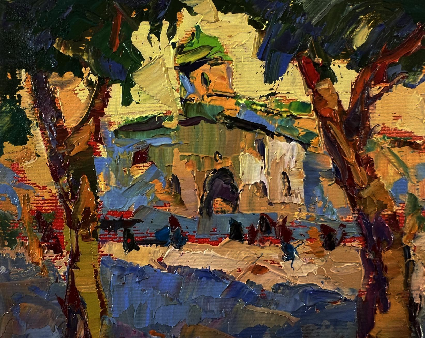 Vibrant impressionist oil painting Evening Sound of the Bell by Oksana Ivanyuk