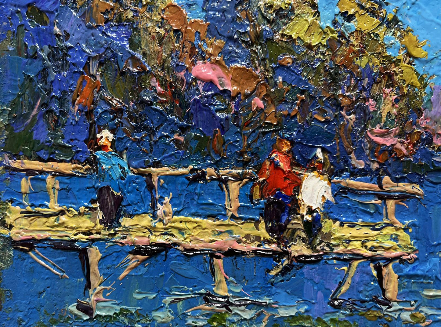 Vibrant impressionist oil painting by Oksana Ivanyuk: Admiring the river