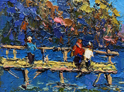 Vibrant impressionist oil painting by Oksana Ivanyuk: Admiring the river