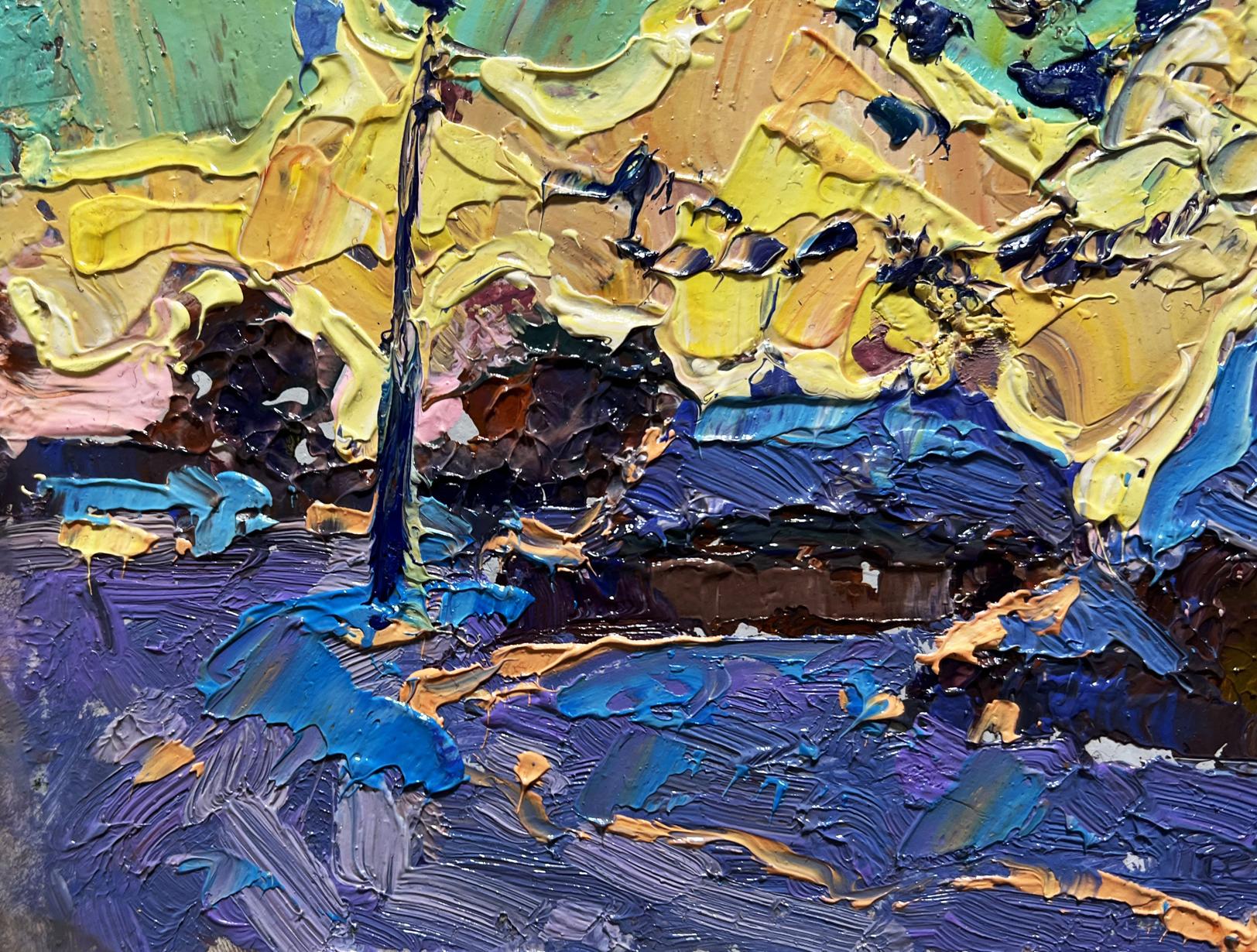 Vibrant impressionist oil painting Crows in the evening by Oleksiy Ivanyuk