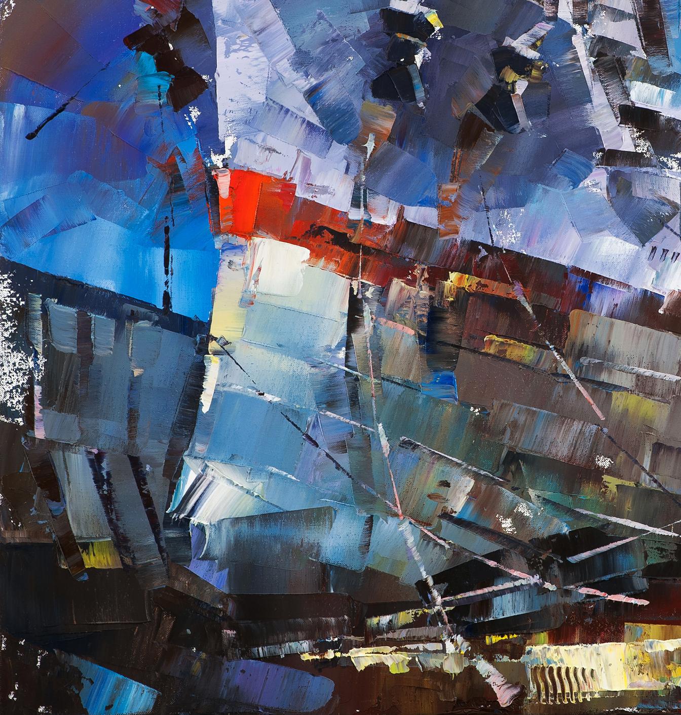 Oil painting of USS Texas BB-35 in Norfolk dry dock by Volodymyr Gluhomanyuk