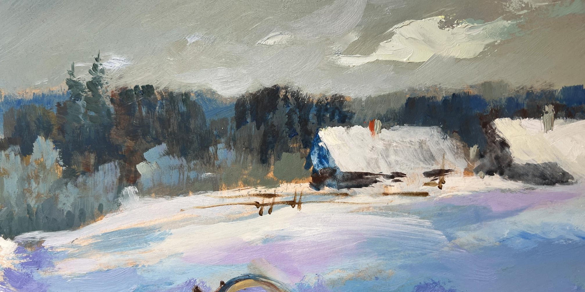 Oil painting Returning home on a winter evening by Yuriy Suprunchuk