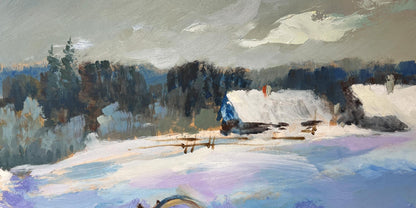 Oil painting Returning home on a winter evening by Yuriy Suprunchuk