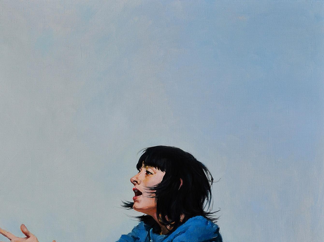 Oil painting So scare a dove by Oleg Kateryniuk portrait of woman