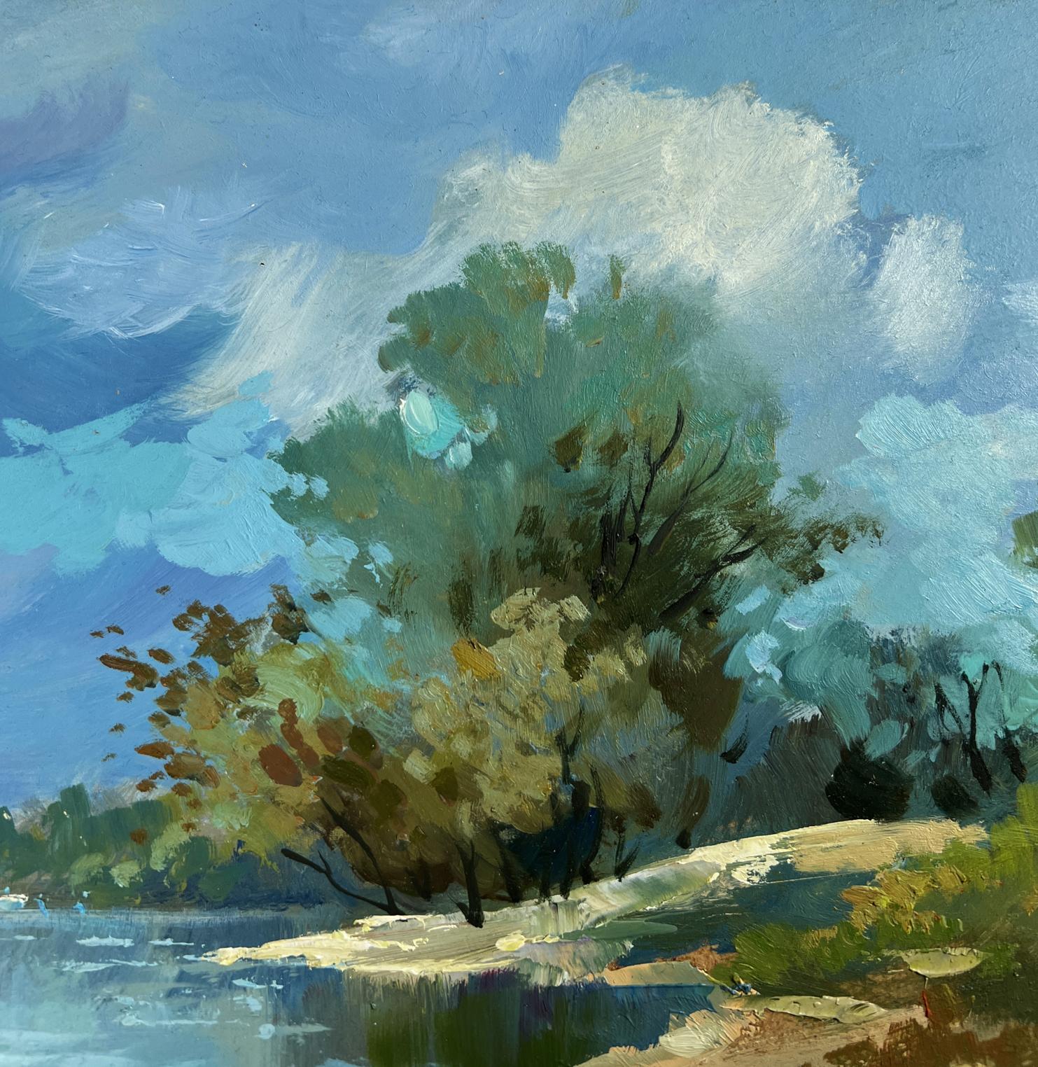 Vibrant impressionistic oil painting Summer day by the shore by Yuriy Suprunchuk