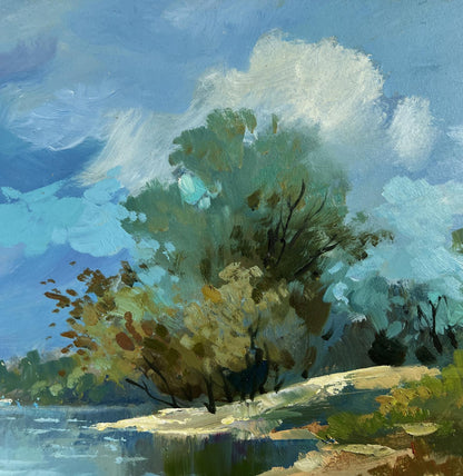 Vibrant impressionistic oil painting Summer day by the shore by Yuriy Suprunchuk