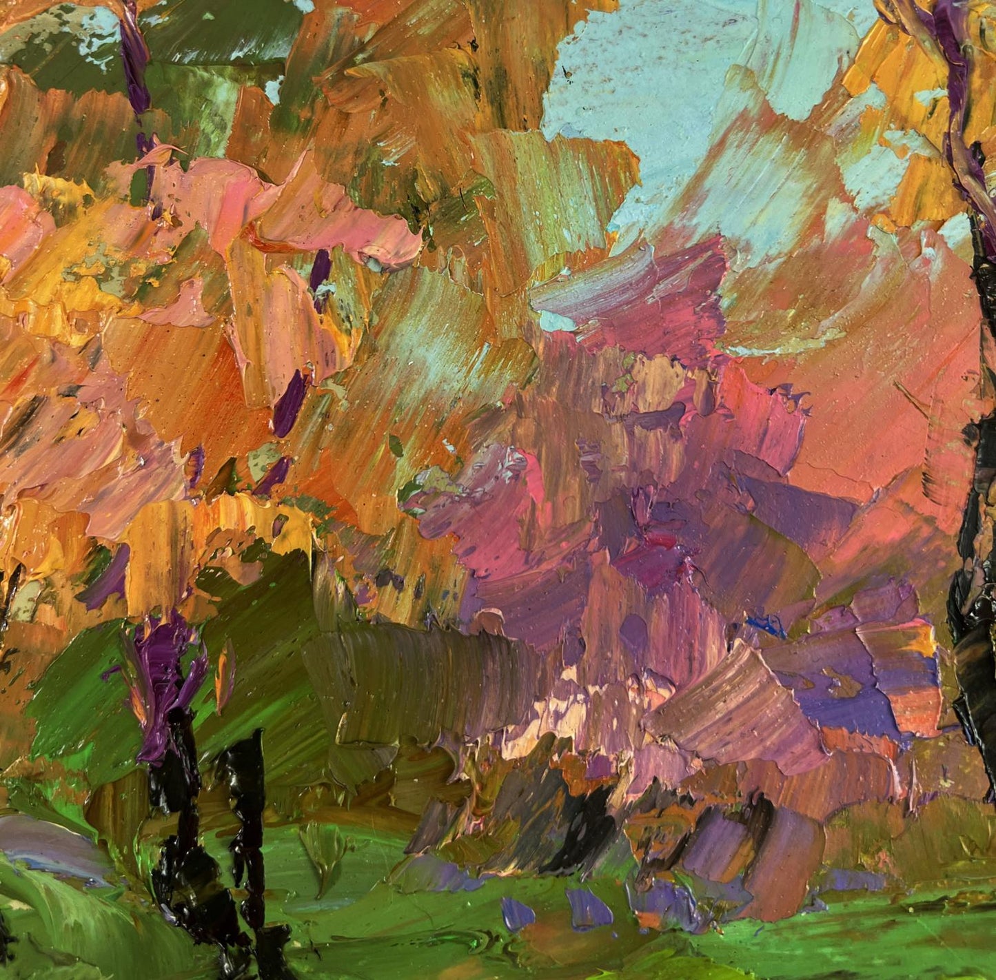 Vibrant impressionist oil painting Quiet autumn in the suns rays by Boris Serdyuk