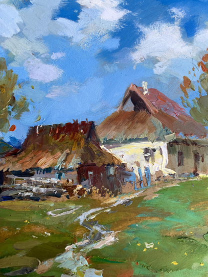 Oil painting Village tranquility by Yuriy Suprunchuk rustic village scene