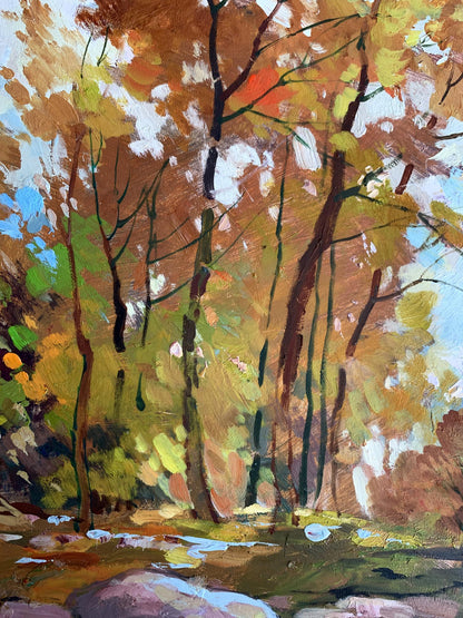Autumn forest oil painting Fallen Leaves by Yuriy Suprunchuk