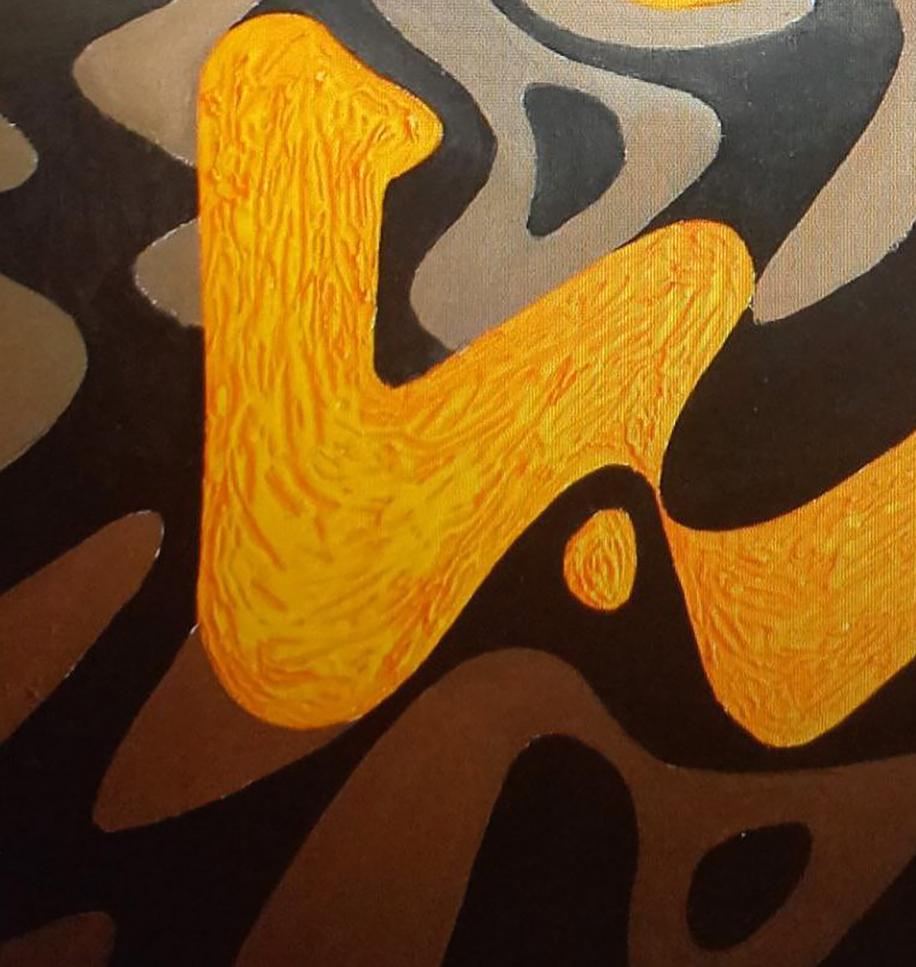 Vibrant yellow brushstroke oil painting Conducting a dialogue by Alexander Strashevich