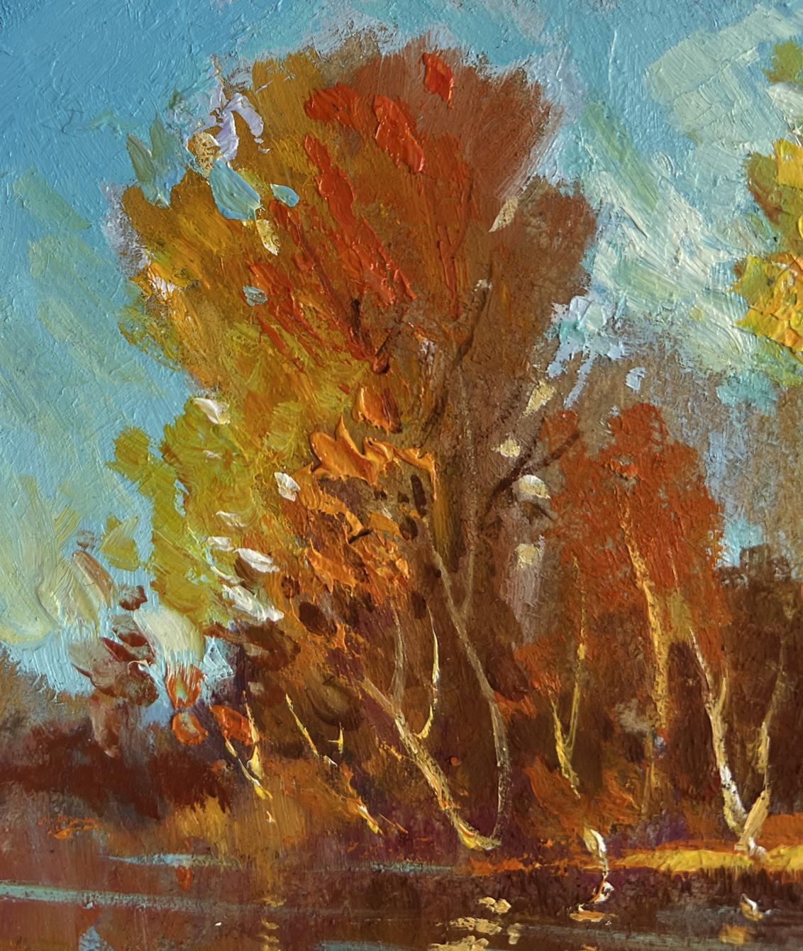 Oil painting Golden reflection of the forest by Yuriy Suprunchuk
