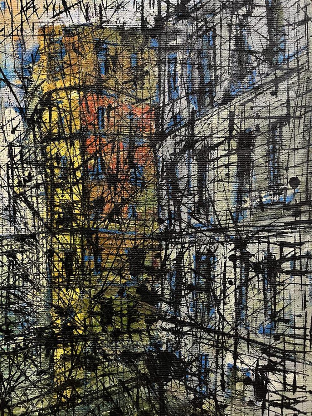 Abstract expressionist oil painting Graphic of the Cities by Serhiy Kovalev