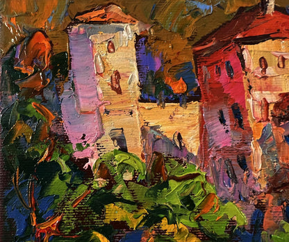 Vibrant impressionist oil painting Evening city bustle by Oleksiy Ivanyuk