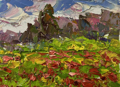 Vibrant Oleksiy Ivanyuk oil painting In the Poppy Fields impressionist landscape
