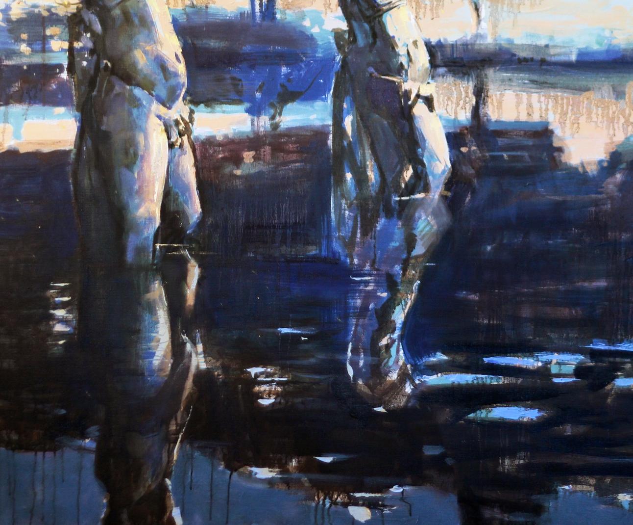 Abstract nude figures in blues and whites by Oil painting Garden Ed Potapenkov