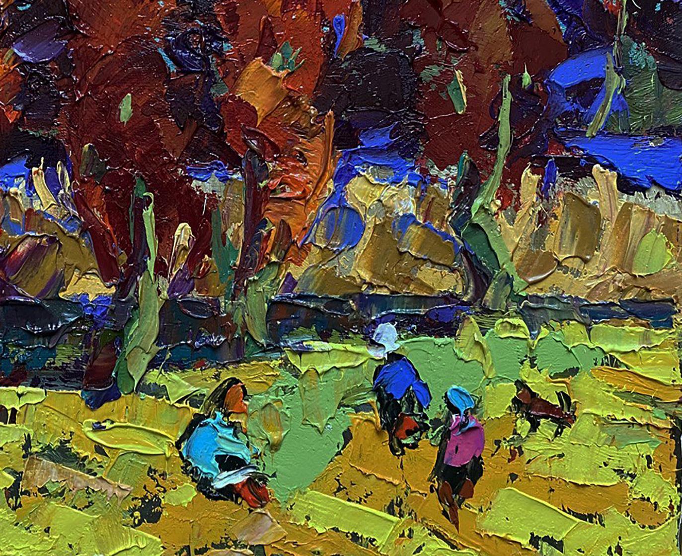 Vibrant impressionist oil painting Autumn crimson by Oleksiy Ivanyuk