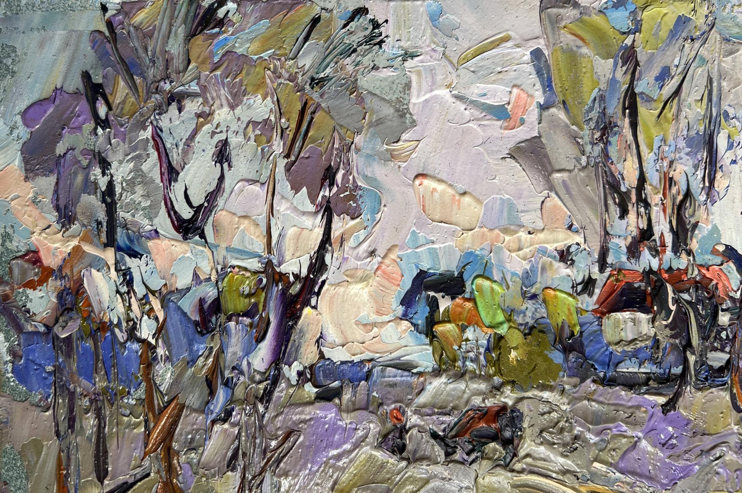 Oil painting Far from the village by Oleksiy Ivanyuk with vibrant impasto strokes