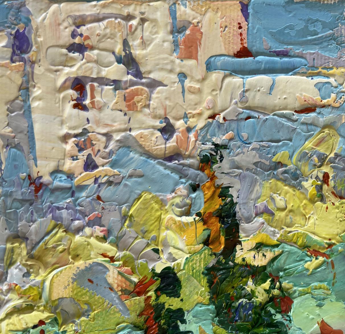 Oil painting Sunny summer city by Oleksiy Ivanyuk with vibrant impasto strokes