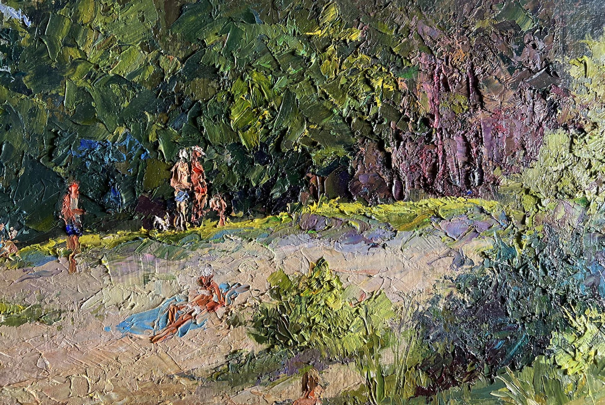 Oil painting Summer vacation on the river by Boris Serdyuk, lush sunlit scene