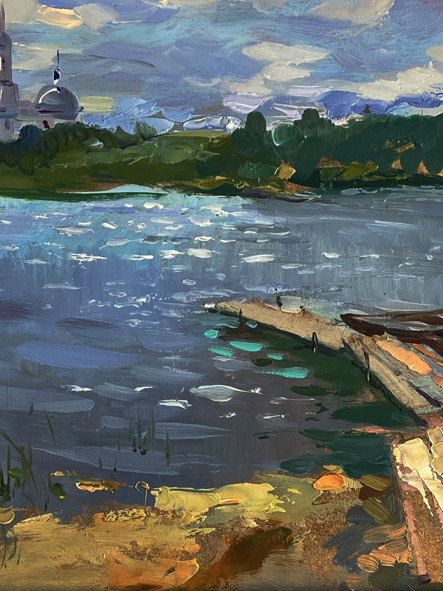 Oil painting Summer fishing on the river by Yuriy Suprunchuk