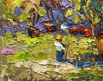 Vibrant impressionist oil painting Hot day in the field by Oksana Ivanyuk