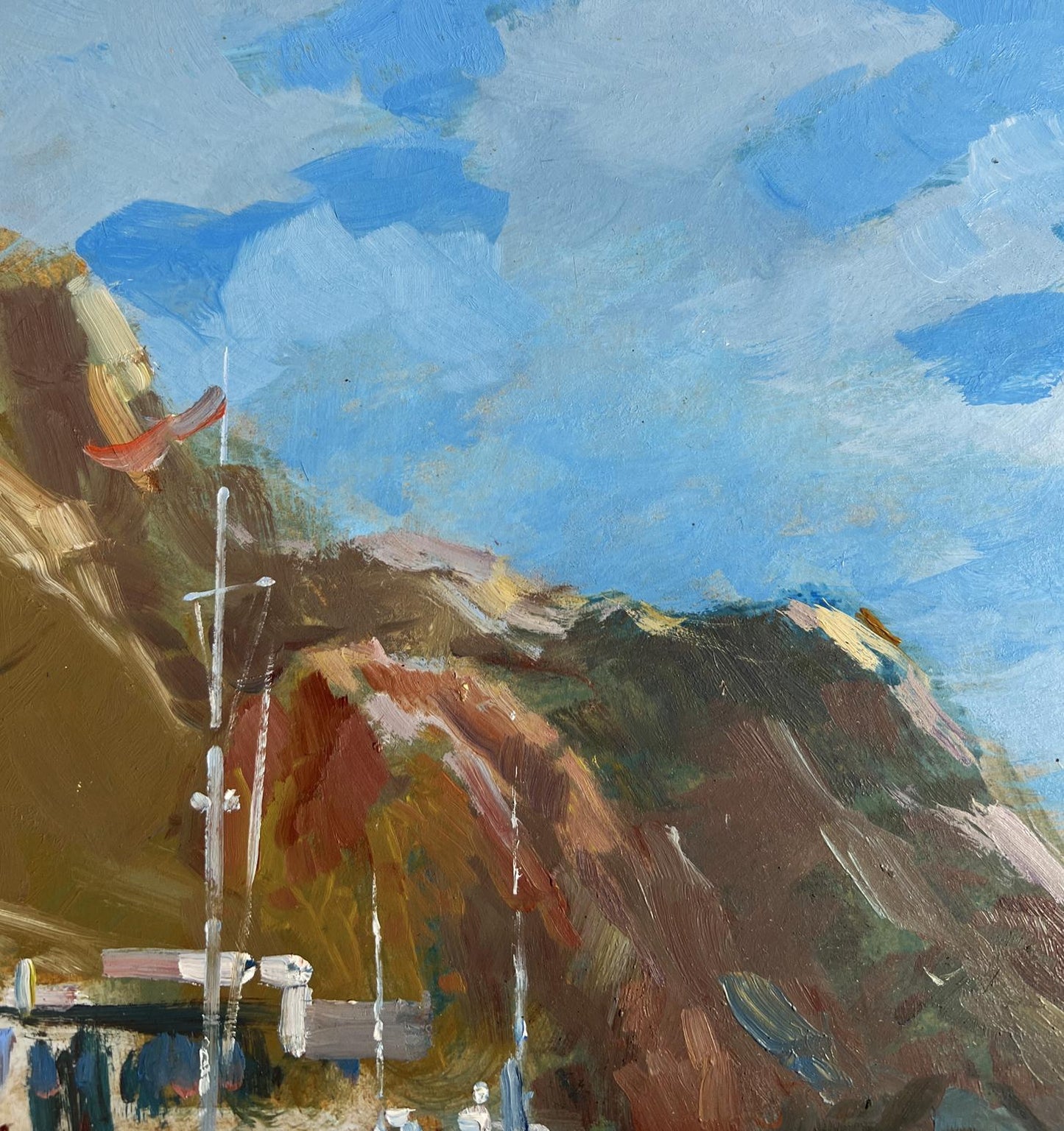 Textured oil painting of rugged cliffside by Yuriy Suprunchuk