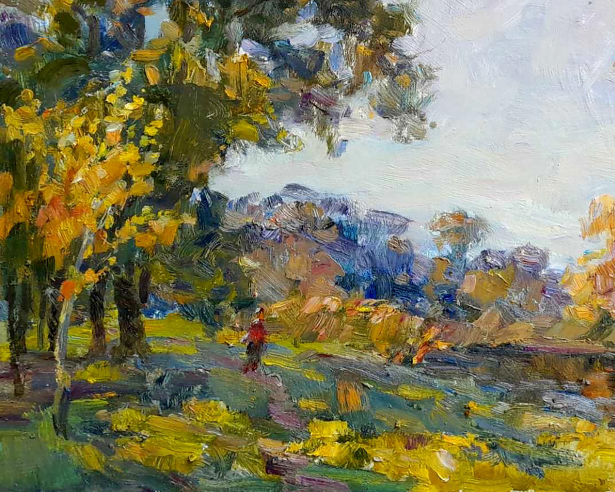 Vibrant Oi painting Walk along the river by Ivan Kovalenko impressionist landscape