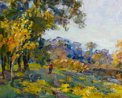 Vibrant Oi painting Walk along the river by Ivan Kovalenko impressionist landscape