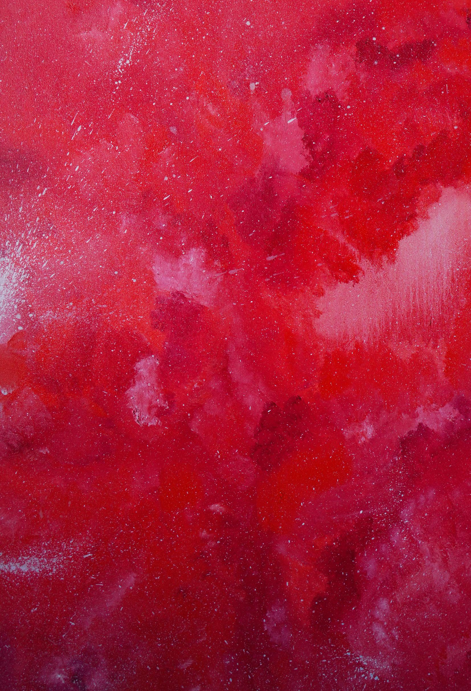 Vibrant red abstract oil painting Mystical red Victoria Kagalovska