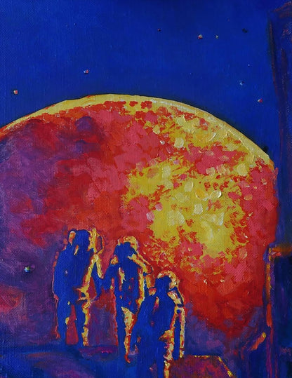 Oil painting Red ball in space Anatoly Varvarov